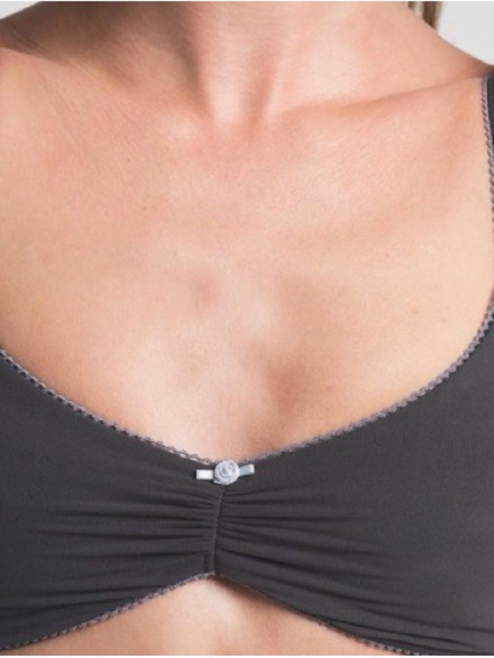 SKIMS Charcoal Scoop Bra with Lace Trim